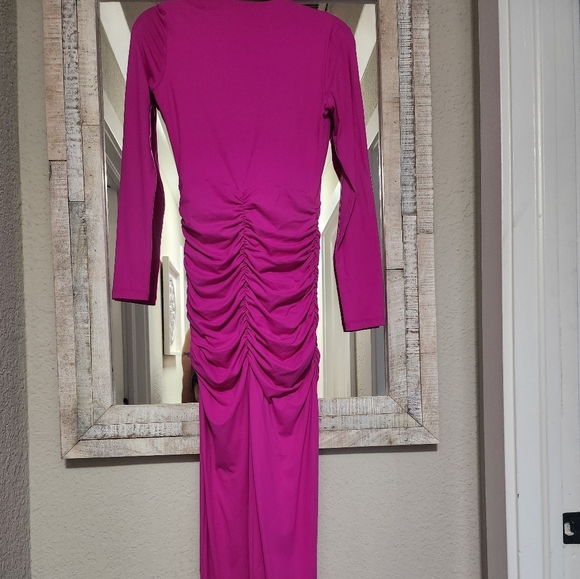 Susana Monaco Tie Gathered Long Sleeve Dress - Picture 8 of 8